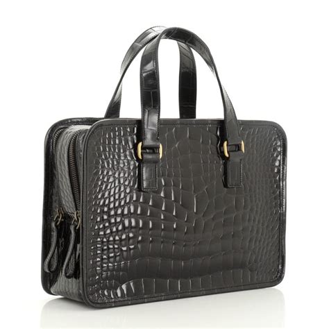 Prada St. Cocco Lucido Bauletto Handle Bag Crocodile 